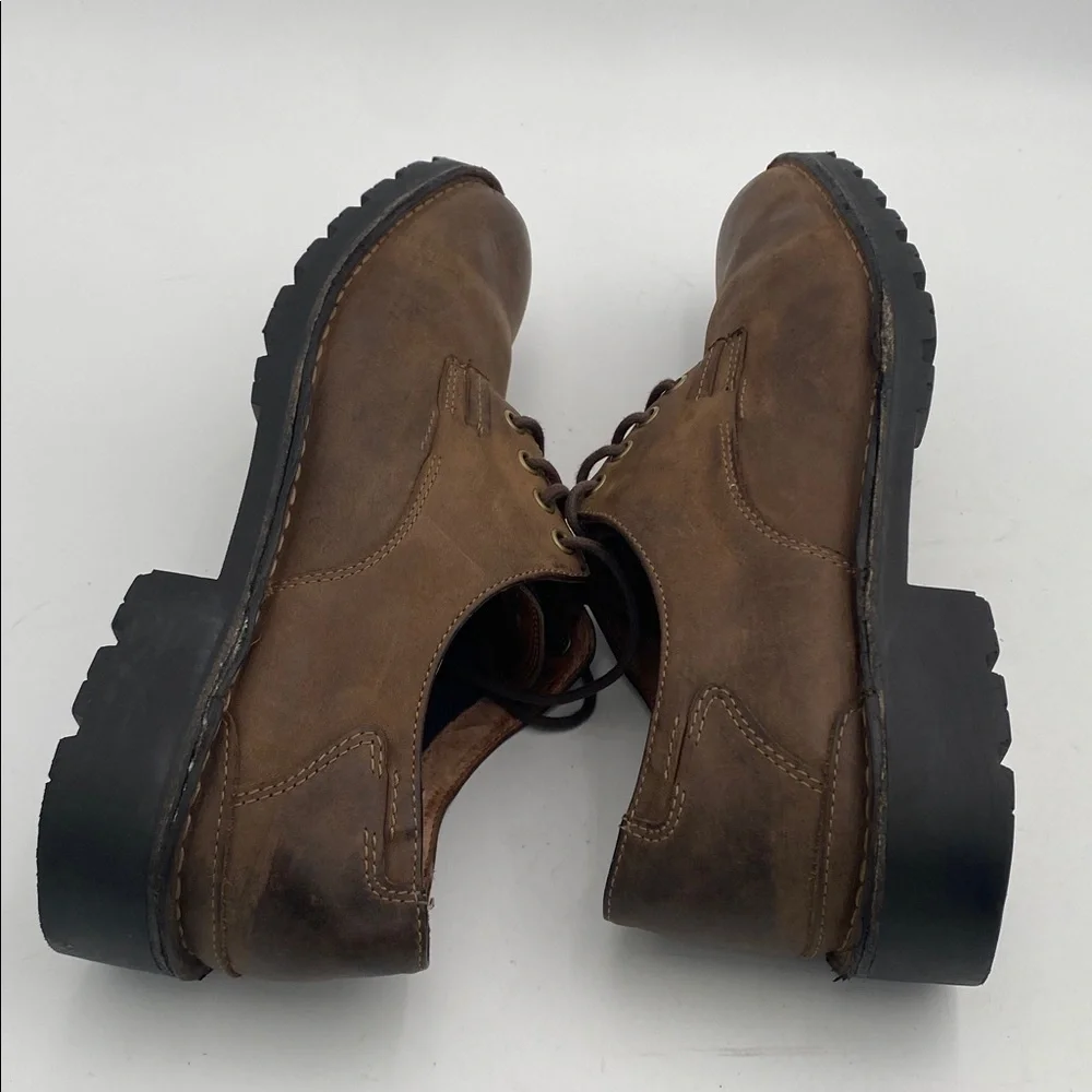 Clarks brown Leather Shoes Oxford mens 12M casual office retro Y2K lace comfort
